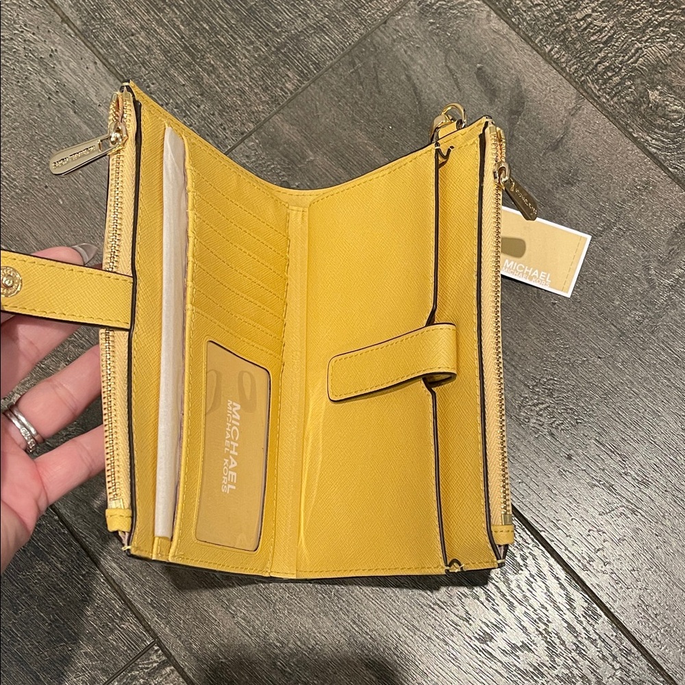 NWT: Michael Kors Mustard Yellow Wristlet - Picture 2 of 4